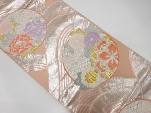 青海花円文織出し袋帯